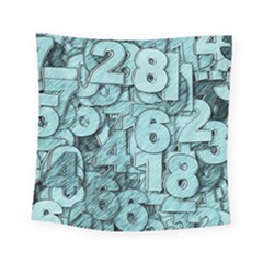 Blue Digits Background, Artwork, Numbers Square Tapestry (small)