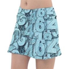 Blue Digits Background, Artwork, Numbers Classic Tennis Skirt by kyorashop23