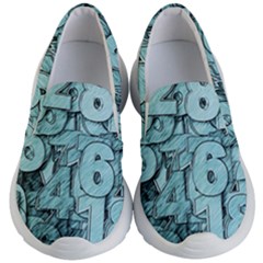 Blue Digits Background, Artwork, Numbers Kids Lightweight Slip Ons by kyorashop23