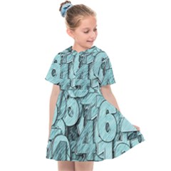 Blue Digits Background, Artwork, Numbers Kids  Sailor Dress by kyorashop23