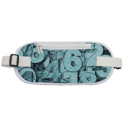 Blue Digits Background, Artwork, Numbers Rounded Waist Pouch by kyorashop23