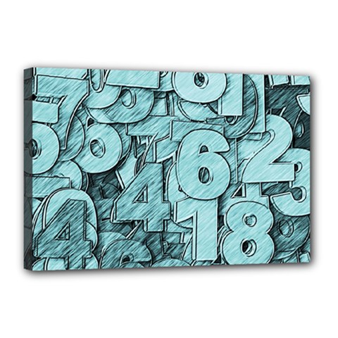 Blue Digits Background, Artwork, Numbers Canvas 18  X 12  (stretched) by kyorashop23