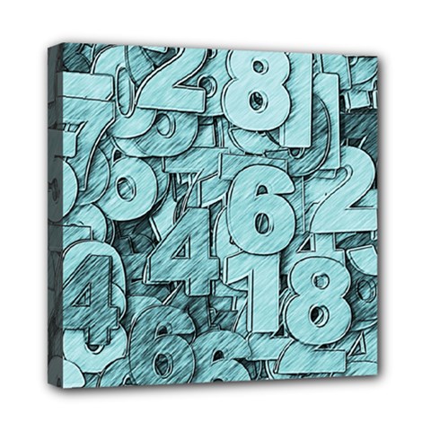 Blue Digits Background, Artwork, Numbers Mini Canvas 8  X 8  (stretched) by kyorashop23