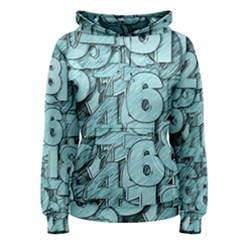 Blue Digits Background, Artwork, Numbers Women s Pullover Hoodie