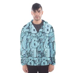 Blue Digits Background, Artwork, Numbers Men s Hooded Windbreaker