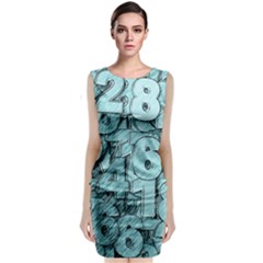 Blue Digits Background, Artwork, Numbers Sleeveless Velvet Midi Dress