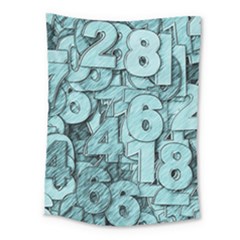 Blue Digits Background, Artwork, Numbers Medium Tapestry