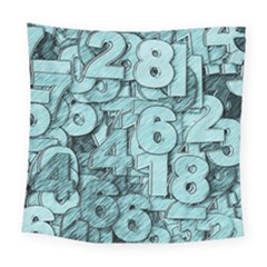 Blue Digits Background, Artwork, Numbers Square Tapestry (large)