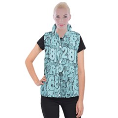 Blue Digits Background, Artwork, Numbers Women s Button Up Vest