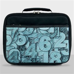 Blue Digits Background, Artwork, Numbers Lunch Bag by kyorashop23