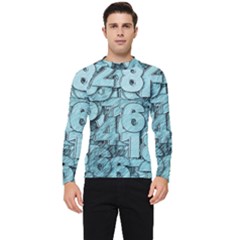 Blue Digits Background, Artwork, Numbers Men s Long Sleeve Rash Guard by kyorashop23