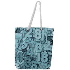 Blue Digits Background, Artwork, Numbers Full Print Rope Handle Tote (large) by kyorashop23