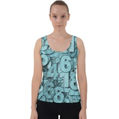 Blue Digits Background, Artwork, Numbers Velvet Tank Top by kyorashop23