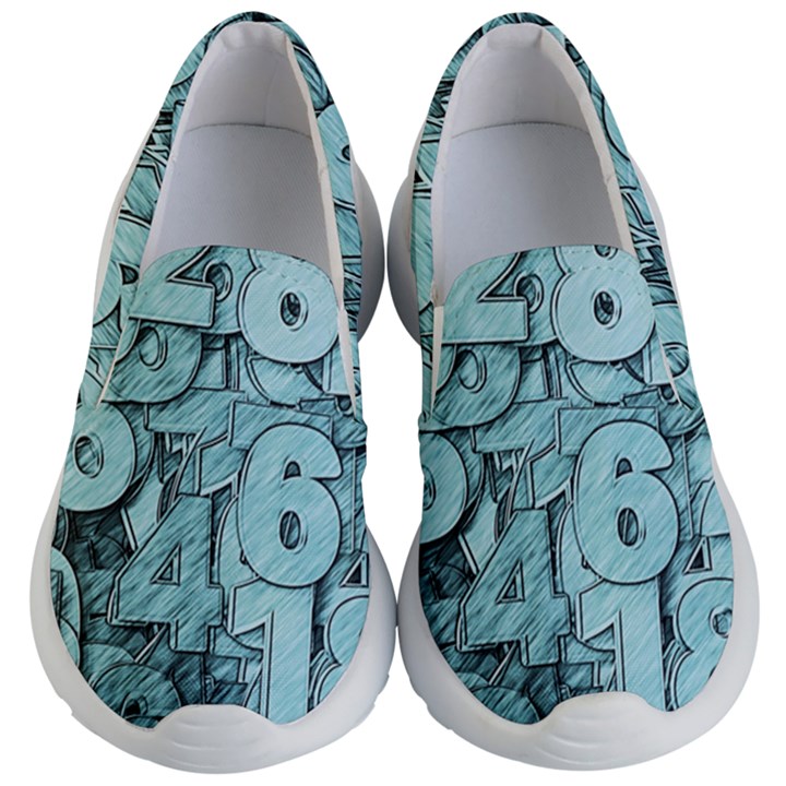 Blue Digits Background, Artwork, Numbers Kids Lightweight Slip Ons