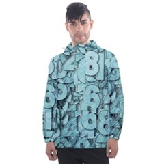 Blue Digits Background, Artwork, Numbers Men s Front Pocket Pullover Windbreaker