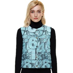 Blue Digits Background, Artwork, Numbers Women s Button Up Puffer Vest