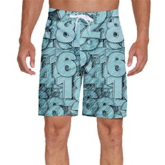 Blue Digits Background, Artwork, Numbers Men s Beach Shorts by kyorashop23