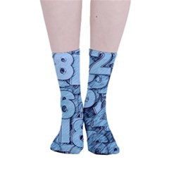 Blue Digits Background, Artwork, Numbers Smooth Crew Length Tube Socks by kyorashop23