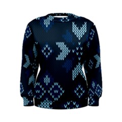 Blue Knitted Texture, Blue Christmas Background, Art Women s Sweatshirt