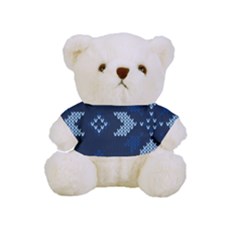 Blue Knitted Texture, Blue Christmas Background, Art Full Print Cuddly Teddy Bear by kyorashop23