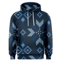 Blue Knitted Texture, Blue Christmas Background, Art Men s Overhead Hoodie