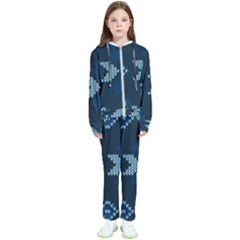 Blue Knitted Texture, Blue Christmas Background, Art Kids  Tracksuit by kyorashop23