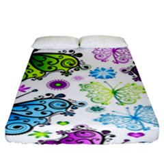 Butterflies, Abstract, Background, Colorful Fitted Sheet (king Size) by kyorashop23