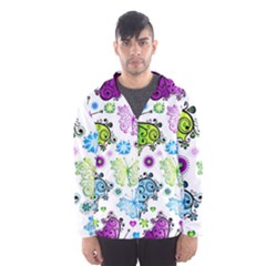 Butterflies, Abstract, Background, Colorful Men s Hooded Windbreaker