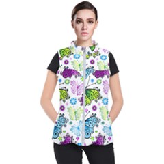 Butterflies, Abstract, Background, Colorful Women s Puffer Vest