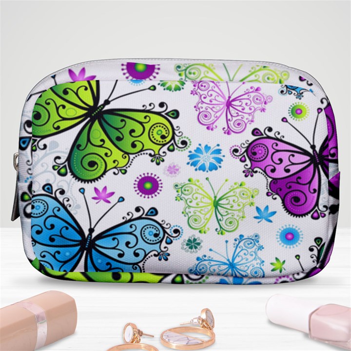 Butterflies, Abstract, Background, Colorful Make Up Pouch (Small)