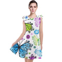 Butterflies, Abstract, Background, Colorful Tie Up Tunic Dress by kyorashop23