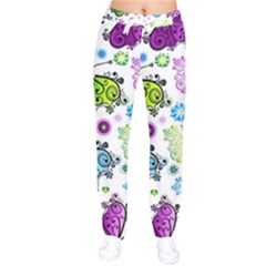 Butterflies, Abstract, Background, Colorful Women Velvet Drawstring Pants