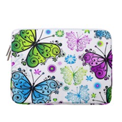 Butterflies, Abstract, Background, Colorful 14  Vertical Laptop Sleeve Case With Pocket by kyorashop23