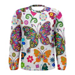 Butterflies, Abstract, Colorful, Floral, Flowers Men s Long Sleeve T-shirt