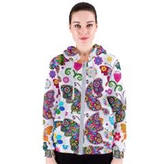 Butterflies, Abstract, Colorful, Floral, Flowers Women s Zipper Hoodie