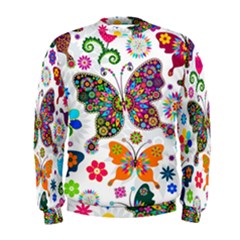 Butterflies, Abstract, Colorful, Floral, Flowers Men s Sweatshirt