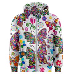 Butterflies, Abstract, Colorful, Floral, Flowers Men s Zipper Hoodie