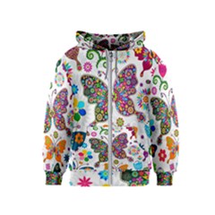 Butterflies, Abstract, Colorful, Floral, Flowers Kids  Zipper Hoodie