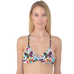 Butterflies, Abstract, Colorful, Floral, Flowers Reversible Tri Bikini Top by kyorashop23