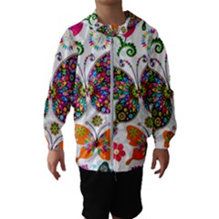 Butterflies, Abstract, Colorful, Floral, Flowers Kids  Hooded Windbreaker