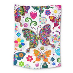 Butterflies, Abstract, Colorful, Floral, Flowers Medium Tapestry