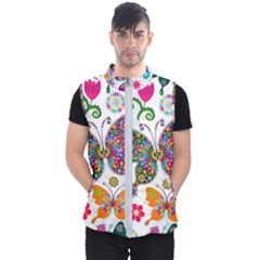 Butterflies, Abstract, Colorful, Floral, Flowers Men s Puffer Vest