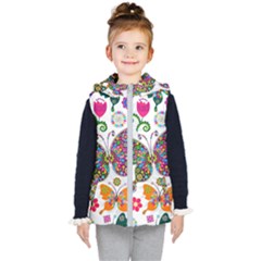 Butterflies, Abstract, Colorful, Floral, Flowers Kids  Hooded Puffer Vest