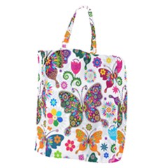 Butterflies, Abstract, Colorful, Floral, Flowers Giant Grocery Tote