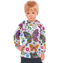 Butterflies, Abstract, Colorful, Floral, Flowers Kids  Hooded Pullover by kyorashop23