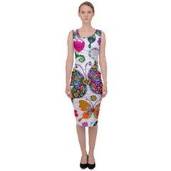 Butterflies, Abstract, Colorful, Floral, Flowers Sleeveless Pencil Dress by kyorashop23