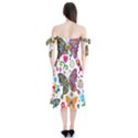 Butterflies, Abstract, Colorful, Floral, Flowers Shoulder Tie Bardot Midi Dress View2