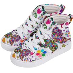 Butterflies, Abstract, Colorful, Floral, Flowers Kids  Hi-top Skate Sneakers by kyorashop23