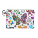 Butterflies, Abstract, Colorful, Floral, Flowers Canvas Cosmetic Bag (Large) View1