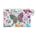 Butterflies, Abstract, Colorful, Floral, Flowers Canvas Cosmetic Bag (Large) View2